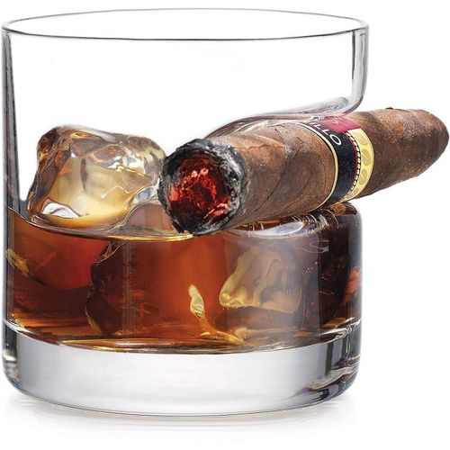 Verre À Whisky Haut De Gamme - Verre À Whisky À L'ancienne De 35 Cl Avec Repose-Cigare Pour Les Amateurs De Whisky Et De Cigares