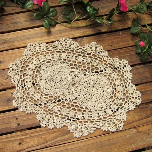 Napperons En Dentelle De Coton Crochetés Faits Main - Sets De Table Ovales Pour Une Décoration Intérieure Élégante - 10 X 14 Pouces