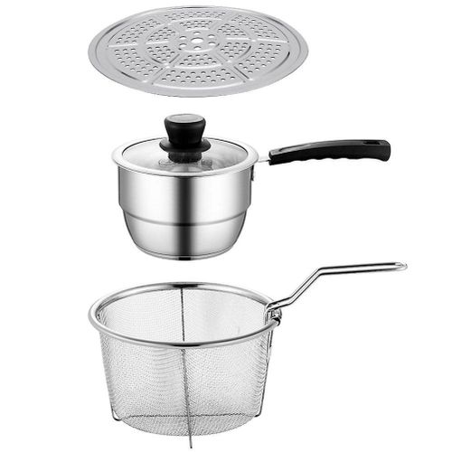 Marmite vapeur en acier inoxydable de qualité supérieure avec panier à friture et trancheuse à vapeur - Outil de cuisine polyvalent