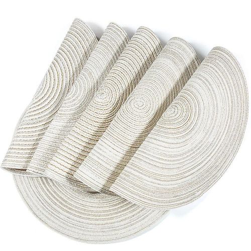 Lot De 6 Sets De Table Ronds En Ramie Écologiques ¿ Design Tressé Élégant Pour Les Repas En Intérieur Et En Extérieur, Faciles À Nettoyer