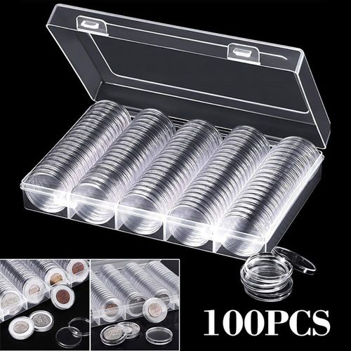 100 Capsules Transparentes Pour Pièces De 30 Mm - Boîte De Rangement Durable Pour Collectionneurs De Pièces, Porte-Monnaie Sûrs Et Réutilisables