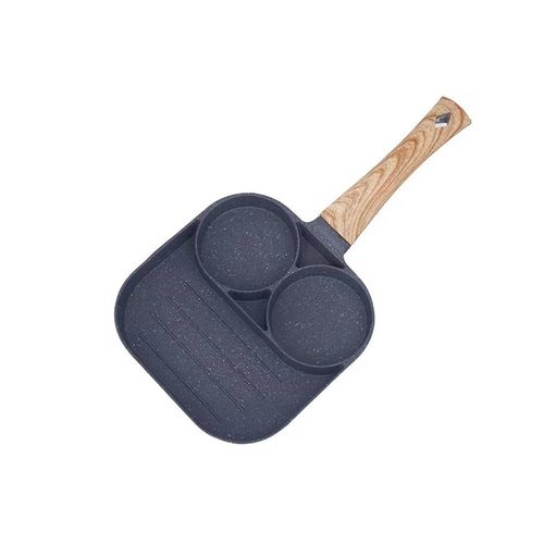 Poêle À Petit-Déjeuner Antiadhésive 3 Sections De 7 Pouces - Écologique, Compatible Avec L'induction, Facile À Nettoyer, Multi-Usages