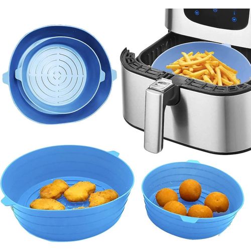 Lot de 2 casseroles réutilisables en silicone pour friteuse à air - Revêtements antiadhésifs de 6 et 7,8 pouces pour une cuisson uniforme et une utilisation polyvalente