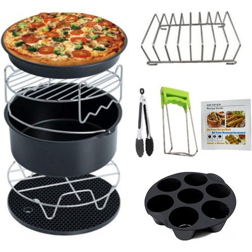 Ensemble d'accessoires pour friteuse à air HANXIUCAO (10 pièces) de 5,2 à 5,8 pintes ¿ Outils de cuisson antiadhésifs et polyvalents pour des repas plus sains