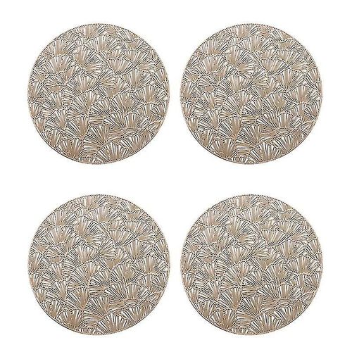 Lot De 4 Sets De Table Ronds En Pvc Doré Élégants ¿ Écologiques, Résistants À La Chaleur, Design Tissé Pour Les Repas Et Les Fêtes