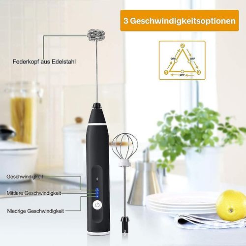 Mousseur à lait rechargeable USB polyvalent avec double fouet - Parfait pour les lattes, les cocktails et plus encore !