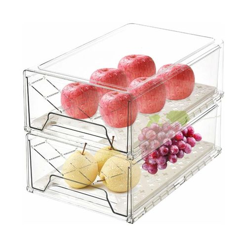 Lot De 2 Bacs De Rangement En Plastique Pour Réfrigérateur Et Cuisine - Tiroirs De Grande Capacité, Faciles À Nettoyer Et Empilables