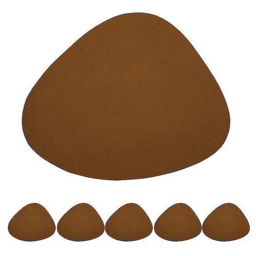 Lot De 6 Sets De Table Ovales En Cuir Pvc Marron, Lavables Et Triangulaires - Durables, Écologiques Et Faciles À Nettoyer