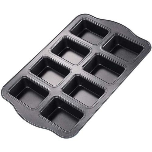 Mini Moule À Pain 8 Cavités - Acier Carbone Antiadhésif Pour Brownies, Pains Sucrés Et Quatre-Quarts - Compatible Lave-Vaisselle