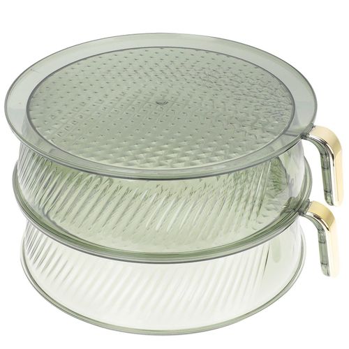Cloche alimentaire double couche empilable ¿ Dôme en plastique transparent pour fromage, micro-ondes et cuisine ¿ Vert, 26 x 24,5 cm