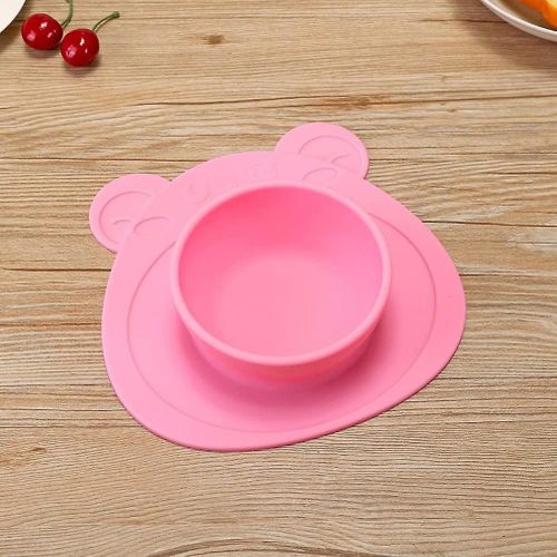 Adorable Bol À Ventouse En Silicone En Forme D'ours Pour Bébé - Antidérapant, Facile À Nettoyer, Sans Danger Pour Les Enfants, Idéal Pour Manger Seul
