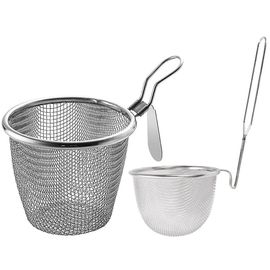 Passoire à nouilles et cuillère à fondue en acier inoxydable de qualité supérieure - Durable, prise en main facile, parfaite pour la cuisine à la maison et au restaurant