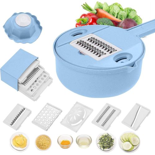 Mandoline 10 En 1 Pour Fruits Et Légumes ¿ Lames En Acier Inoxydable, Ustensile De Cuisine Sûr Et Facile À Nettoyer