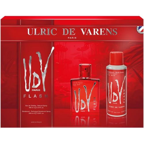Kgabery-Coffret Parfum Homme Udv Flash-Eau De Toilette 100 Ml + Déodorant Spray 200 Ml-Fougère Orientale Marine-Made In France 