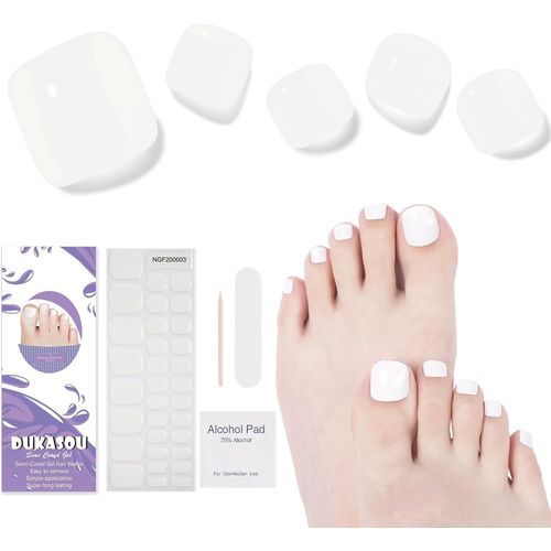 Kgabery-Ongles En Gel Uv Semi Durci Lot De 32 Pcs Faux Ongles Pieds Autocollants Auto-Adhésifs Vernis Autocollant Ongles Bande Gel Ongle Uv Pour Femmes Nail Art Stickers 