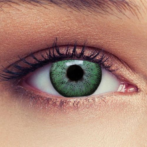 Kgabery-Lentilles De Contact De Couleur Vert Sans Correction, Contacts Pour Un Look Naturel, Convient Aux Yeux Foncés, Trois Mois D'utilisation + Étui À Lentilles ""Natural Green 
