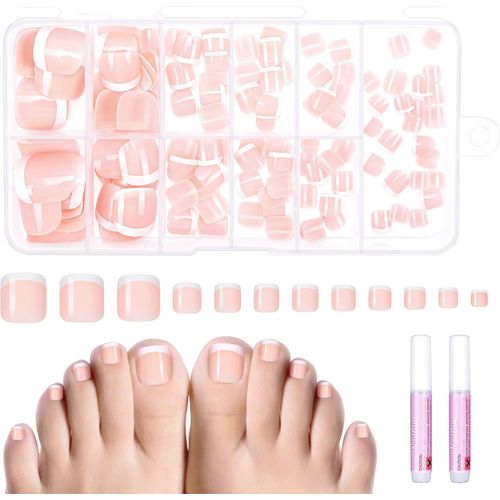 Kgabery-120 Pièces Faux Ongles D'orteil, Faux Orteil Ongles Pieds À Couverture Complète French Capsule Ongle Pied Pour Manucure, 12 Tailles 