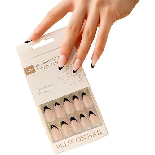 Kgabery-30 Pièces Soft Gel Carrés Faux Ongles Court French,Gel Press On Ongles, Couverture French Capsule Ongles, Ongles Artificiels, Almonds Faux Ongles À Coller Nail Art Pour Femmes Et Filles 