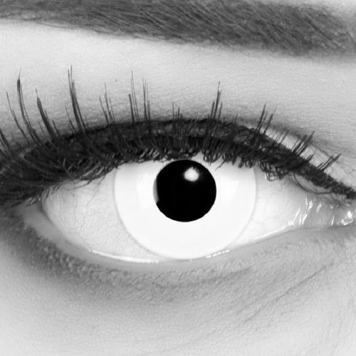 Kgabery-Lentilles Couleur Blanche-Vampire Zombi White. Pour Halloween, Fantaisie, Carnaval + Étuis À Lentilles De Contact I 1 Paire (2 Pièces) I Sans Correction I 0,00 Dioptries 