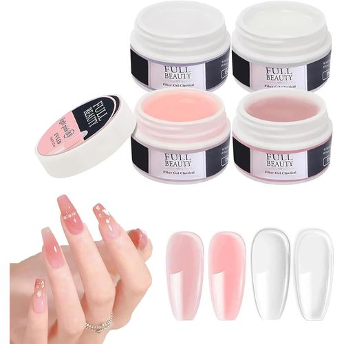 Kgabery-4 Couleurs Gel Construction Ongle Uv,Colle Faux Ongles Solide Gel Colle,Gel De Construction Uv Pour Protéger Les Ongles Cassés Renforcement Nail Art Ongles Manucure De Réparation -15m 