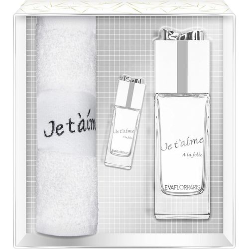 Kgabery-Je T'aime A La Folie Coffret Pour Femme Eau De Parfum 100 Ml + Miniature 10 Ml + Serviette Éponge Vaporisateur Spray Parfum Cadeau ¿ 