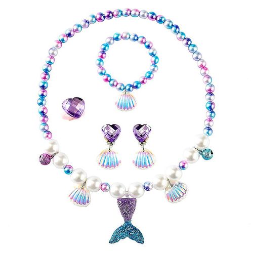 Pour Les Petites Filles Ensemble De Bijoux Bleu Violet Queue De Poisson Thème Costume De Fête