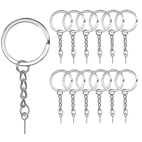 100 Pcs Plat Pour Porte-Clés Anneaux Avec Chaîne Bricolage Fabrication De Bijoux Pour Téléphone P
