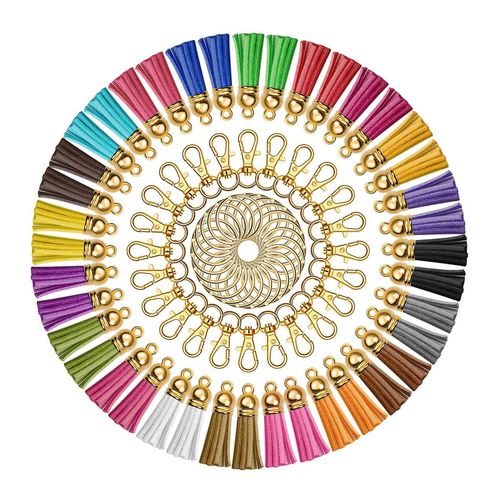 100pieces/Set Leather Tassel Kit De Porte-Clés Avec Crochet Pivotant Et Pour Porte-Clés Pour