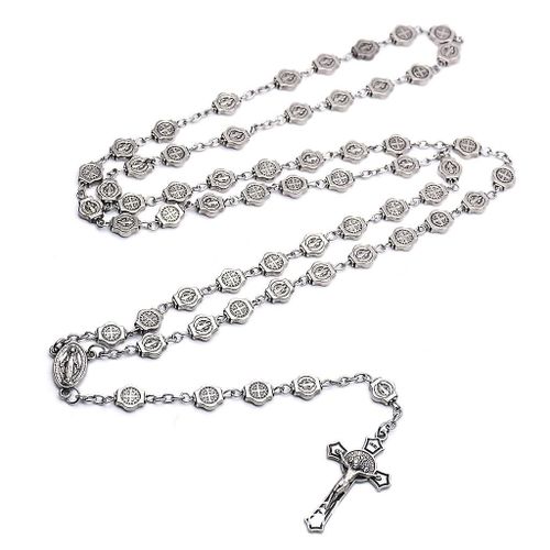 Collier Chapelet Pour Hommes Femmes Alliage Perle De Prière Chaîne Crucifix Pour Croix Catholi