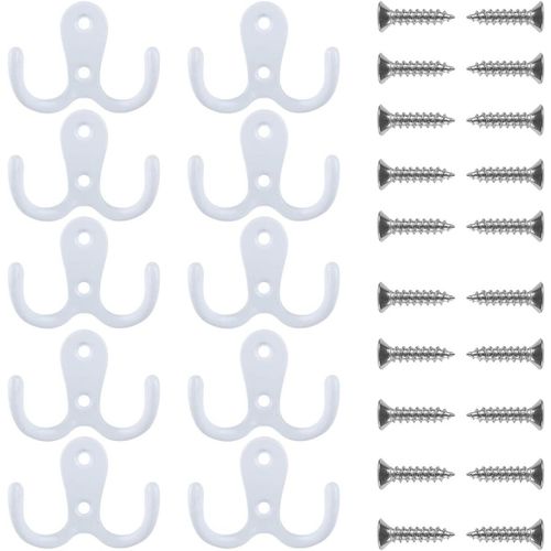 Gothicana By Emplot De 10 Crochets À Double Broche Pour Peignoirs Et Manteaux Rétro Avec 20 Vis (Blanc)
