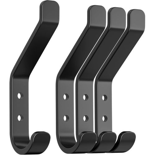 GOTHICANA BY EMPLot De 4 Patères Murales Pour Accessoires De Panneaux Acoustiques, Patères À Visser, Pour Manteaux, Vestes Et Chapeaux, Aluminium, Noir, 10 Cm