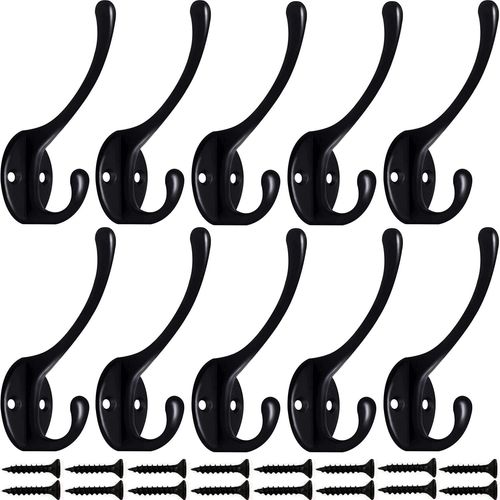 GOTHICANA BY EMP10Pcs Patère Porte Manteau Murale Vintage Crochet Métal De Porte Chapeau Crochet Rétro Pour Porte-Manteau Salle De Bain Cuisine Fonte De Fer Laiton Design (Contient Des Vis)