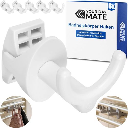 GOTHICANA BY EMPCrochets À Visser Pour Radiateurs Ronds, 6 Paquets, En Blanc, Crochets De Radiateur Pour Épaisseur De Tube 30 Mm, Attaches De Radiateur De Salle De Bain, Hooks Pour Serviette