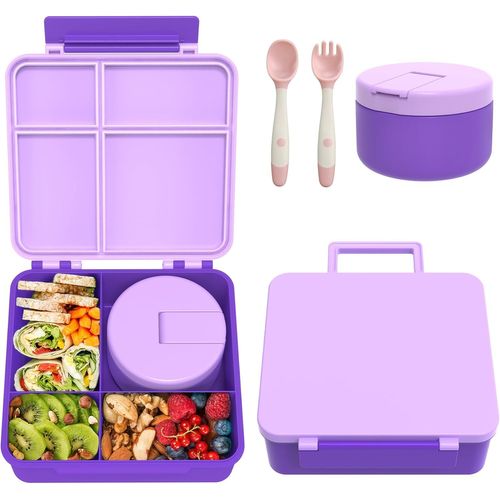 Gothicana By Emplunch Box Enfant Set Avec 300ml Boite Isotherme Repas Chaud, Anti-Fuite Bento Box Enfant Adulte Avec 4 Compartiments Et Couverts, Boîte À Lunch Sans Bpa Pour Enfants, École, Excursion
