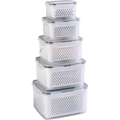 Gothicana By Empboite Conservation Alimentaire Organisateur Rangement Frigo Boite De Rangement Frigo Avec Couvercle Et Crible Séparable Pour Fruits Légumes Salades ?ufs 6,2l+4,15l+3,15l + 1,7l + 0,8l