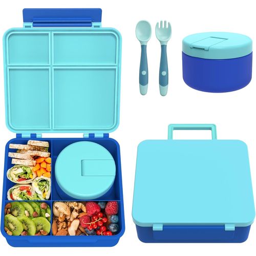 Gothicana By Emplunch Box Enfant Set Avec 300ml Boite Isotherme Repas Chaud, Anti-Fuite Bento Box Enfant Adulte Avec 4 Compartiments Et Couverts, Boîte À Lunch Sans Bpa Pour Enfants, École, Excursion