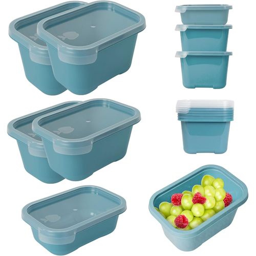 Gothicana By Emp. Boîte Plastique Alimentaire (1x500ml+2x750ml+2x1000ml), 5 Pièces - Boites Alimentaires Hermétiques, Couleur Bleu Pastel