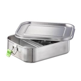 GOTHICANA BY EMPBoîte À Déjeuner En Acier Inoxydable De Qualité Supérieure - 1400 Ml - Avec Cloison De Séparation - Boîte De Conservation Anti-Fuite - Pour Enfants, Loisirs Et Adultes - Grande Boîte