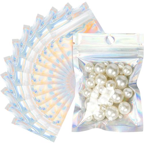Gothicana By Emp100pcs Mylar Ziplock Bags Sachets Plastiques Zip-Sachets Refermable Sac En Aluminium 9x12cm Pochon Plastique Pour Stockage Aliments Et Emballage-Flash Blanc