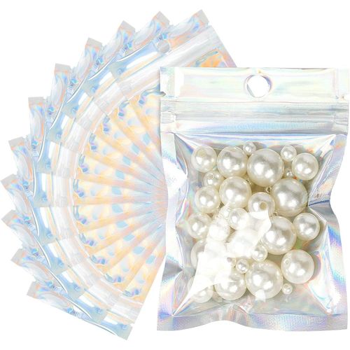 Gothicana By Emp100pcs Mylar Ziplock Bags Sachets Plastiques Zip-Sachets Refermable Sac En Aluminium 10x15cm Pochon Plastique Pour Stockage Aliments Et Emballage-Flash Blanc