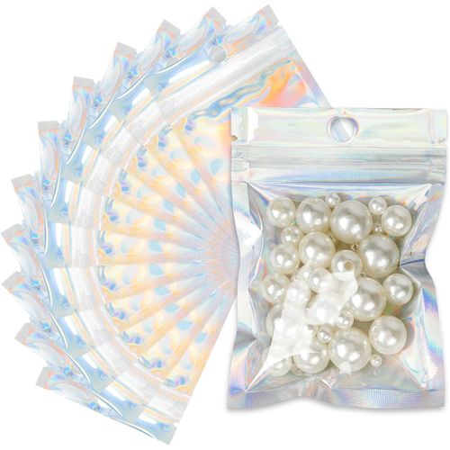 Gothicana By Emp100pcs Mylar Ziplock Bags Sachets Plastiques Zip-Sachets Refermable Sac En Aluminium 7x10cm Pochon Plastique Pour Stockage Aliments Et Emballage-Flash Blanc