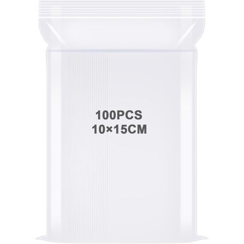 Gothicana By Emp100 Pièces Sachet Plastique Transparent,Sachets Plastiques Refermables,Sachet Zip Pochon Plastique,Convient Pour Semences, Bijoux,Biscuit,Bonbon (10 X15cm)