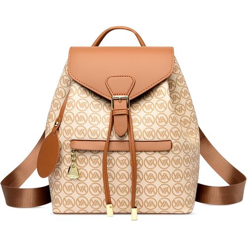 Sac À Dos Femme Antivol Élégant Sacs À Main Portés Dos Imperméable Convertible À Bandoulière Chic Impression Sac D'École Pour Voyage Shopping L'École Travail Université En Cuir Pu Beige B