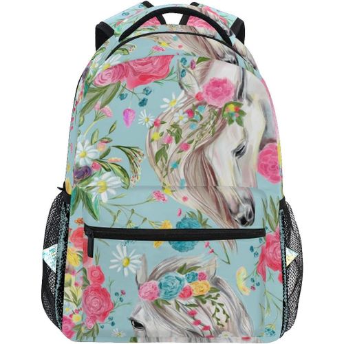 Sac À Dos D'école De Cheval Et De Fleur Pour Le Sac De Voyage D'enfants De Filles De Garçons
