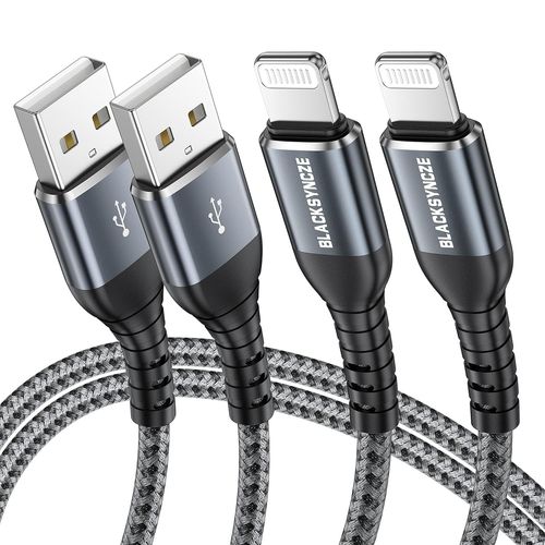 Kgabery-Câble Iphone [2m/Lot De 2], Chargeur Iphone [Certifié Mfi] Nylon Tressé Cable Lightning Charge Rapide Pour Phone 14 13 12 11 Pro Max Mini Xr Xs X 8 7 Plus 6s Se 2020