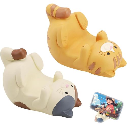Kgabery-Lot De 2 Chat Mignon Support De Téléphone, Portable Tête De Chat Support De Téléphone, Portable Table Suppor, Convient Tables À Manger, Bureaux Et Tables De Chevet