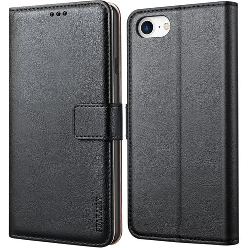 Kgabery-Coque Pour Iphone Se 2022 5g/Se 2020/6/6s/7/8, Housse De Protection Etui À Rabat Premium En Cuir Pu [Pochette De Portefeuille] [Fermeture Magnétique]-Noir