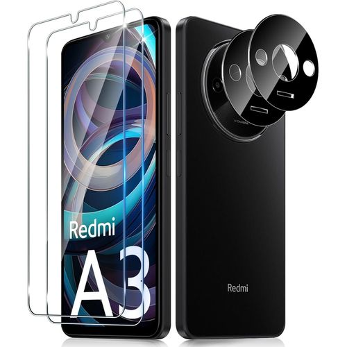 Kgabery-Verre Trempé Pour Xiaomi Redmi A3 4g / Xiaomi Redmi A3x Avec Caméra Arrière Protecteur [2+2 Pièces], Dureté 9h [Sans Bulles] [Ultra Hd] Ultra Résistant Film Vitre Trempé Protection Écran