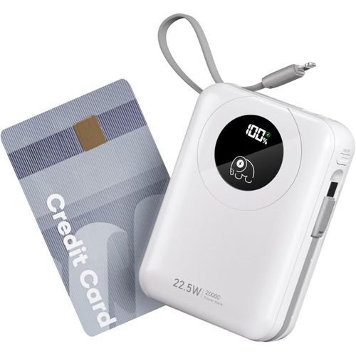 Kgabery-20000mah Batterie Externe Avec Câble Intégré : 22.5w Power Bank À Charge Rapide Pour Téléphone Portable, Batterie Usb C (Input & Output), Chargeur Portable Avec 4 Sorties Et 2 Entrées