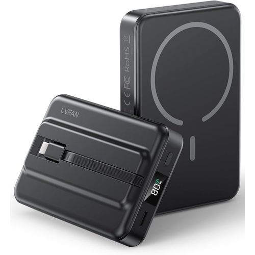 Kgabery-Mag-Safe Chargeur Portable Sans Fil Magnétique 10 000 Mah Avec Câble Usb-C Intégré, Chargeur De Voyage Rapide Pd Pour Iphone 16/15/14, Samsung Galaxy, Google Pixel